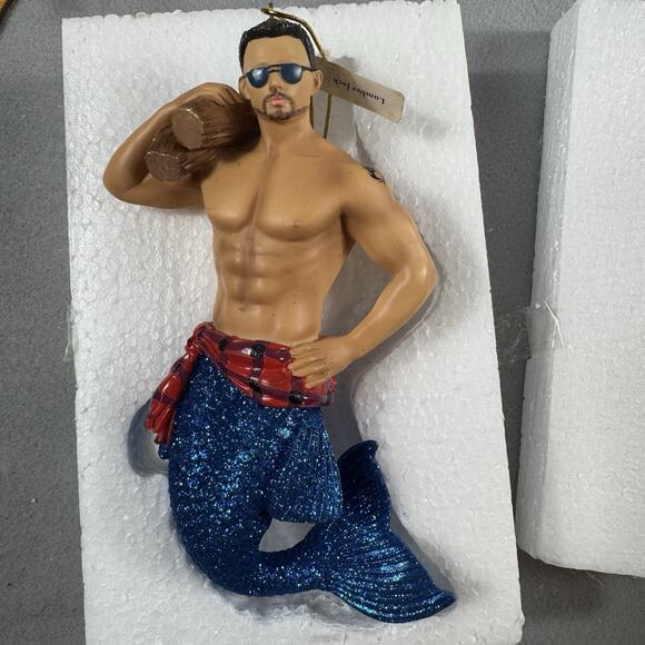 December Diamonds Lumber Jack Merman Ornament 2016 Blue Tail Retired - Picture 14 of 16
